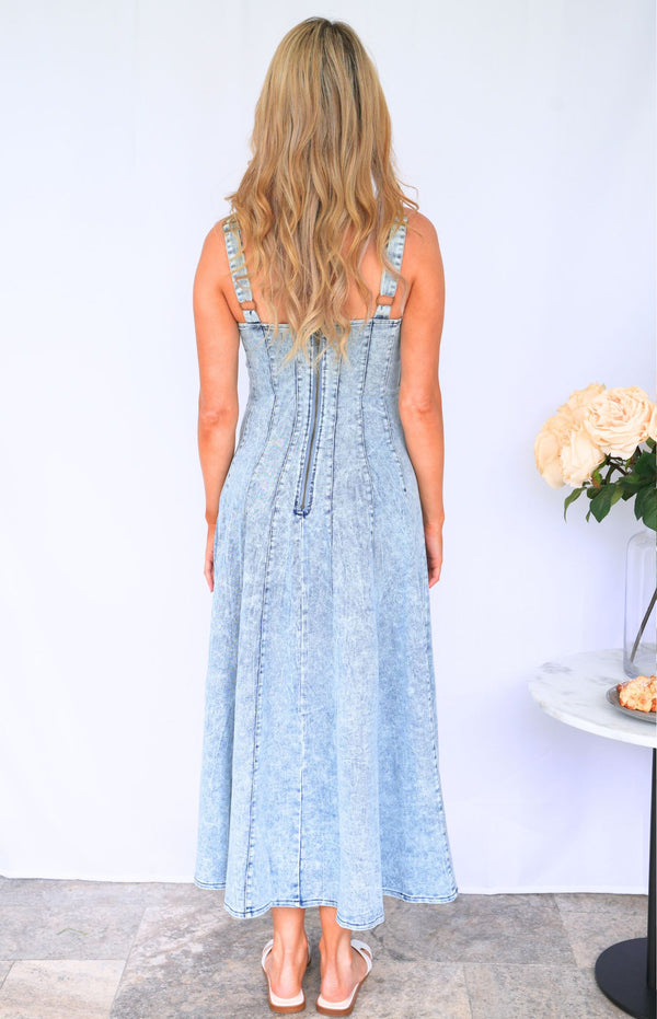 Xanadu Scoop Neckline Maxi Dress - Denim