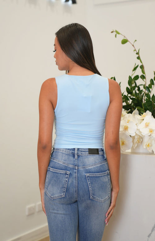 Allira Sleeveless Fitted Top - Baby Blue