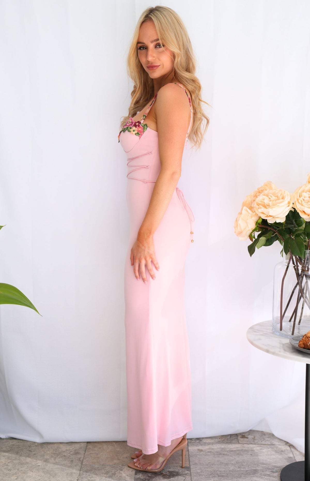 Kassy Sweetheart Neckline Maxi Dress - Pink