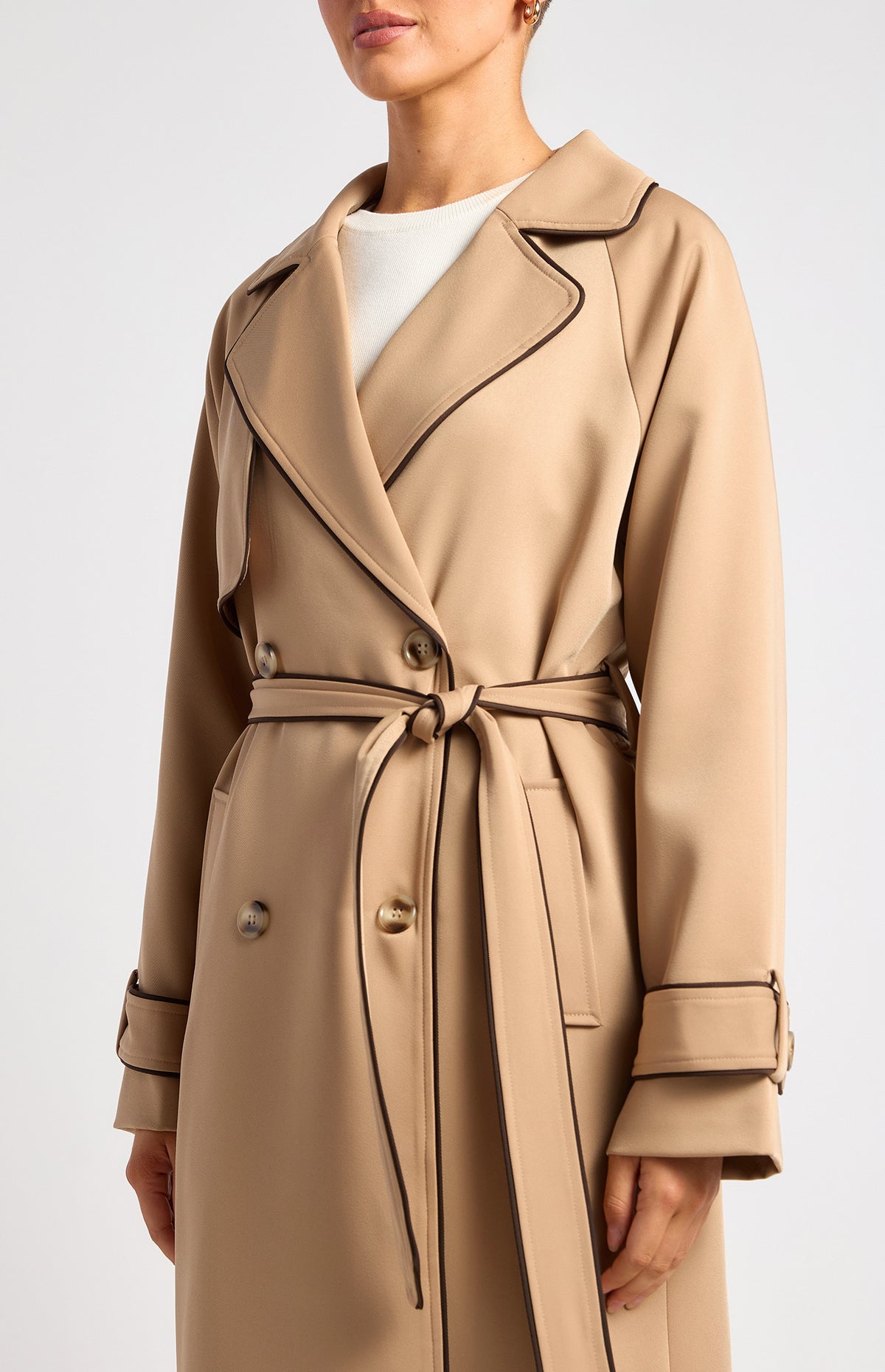 Riviera Double Breasted Trench Coat - Mocha