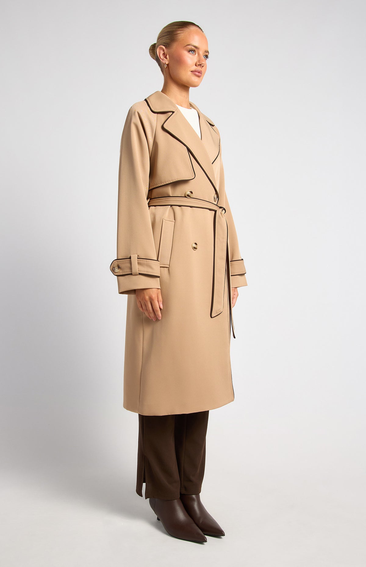 Riviera Double Breasted Trench Coat - Mocha