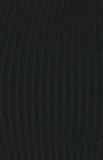 Laney Long Bishop Sleeve, Ribbed Knit Top - Black